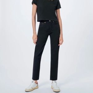 Re/done Comfort Stretch High Rise Stove Pipe BLACK